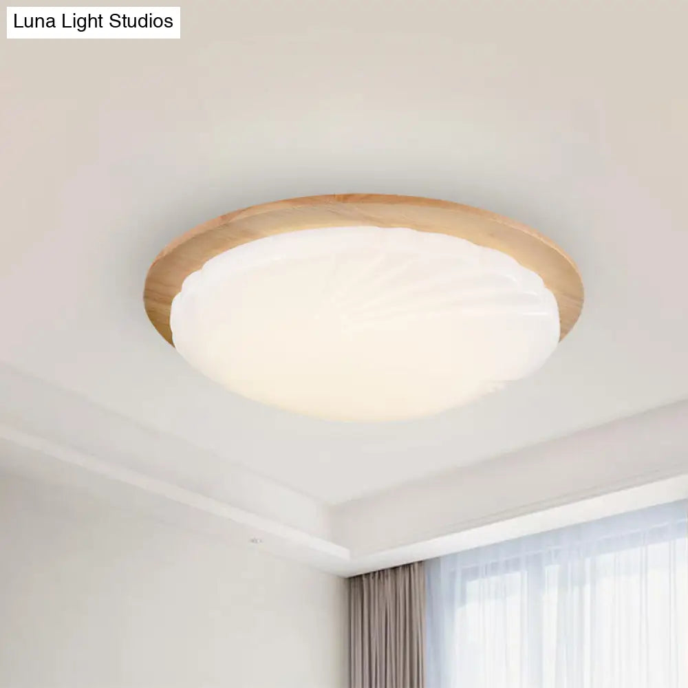 Lámpara de techo LED contemporánea DecorBites™ color beige con dosel de madera - Diseño de esfera ancha de 12"/15"