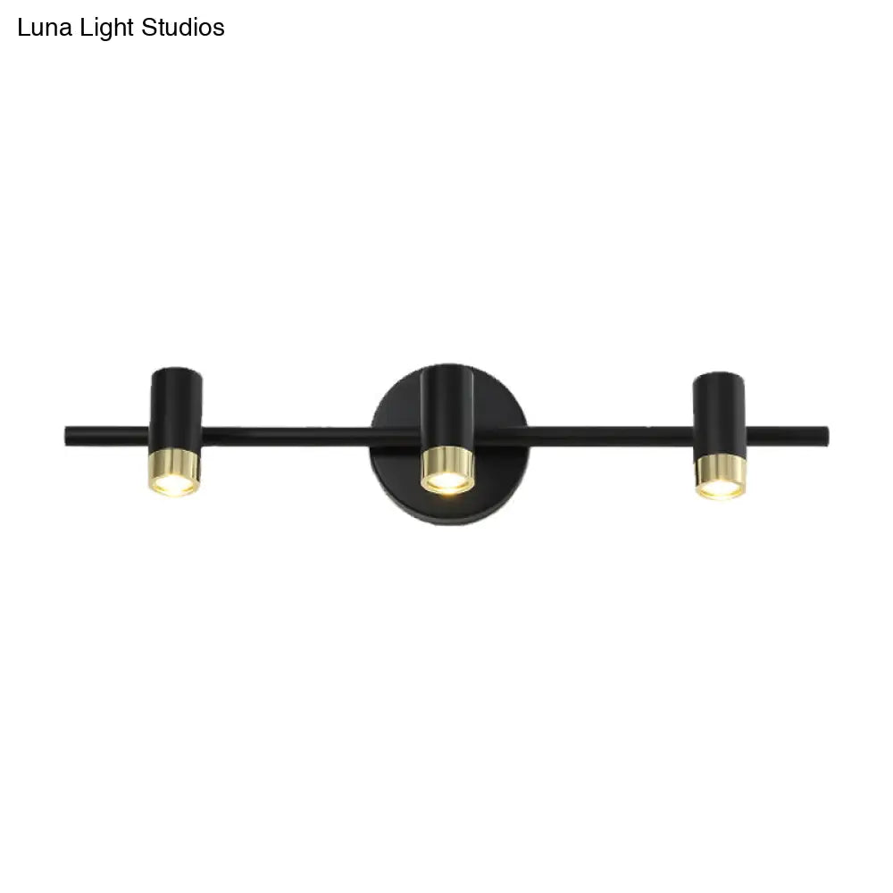 Aplique de pared DecorBites™ contemporáneo negro ajustable de 3 bombillas para tocador