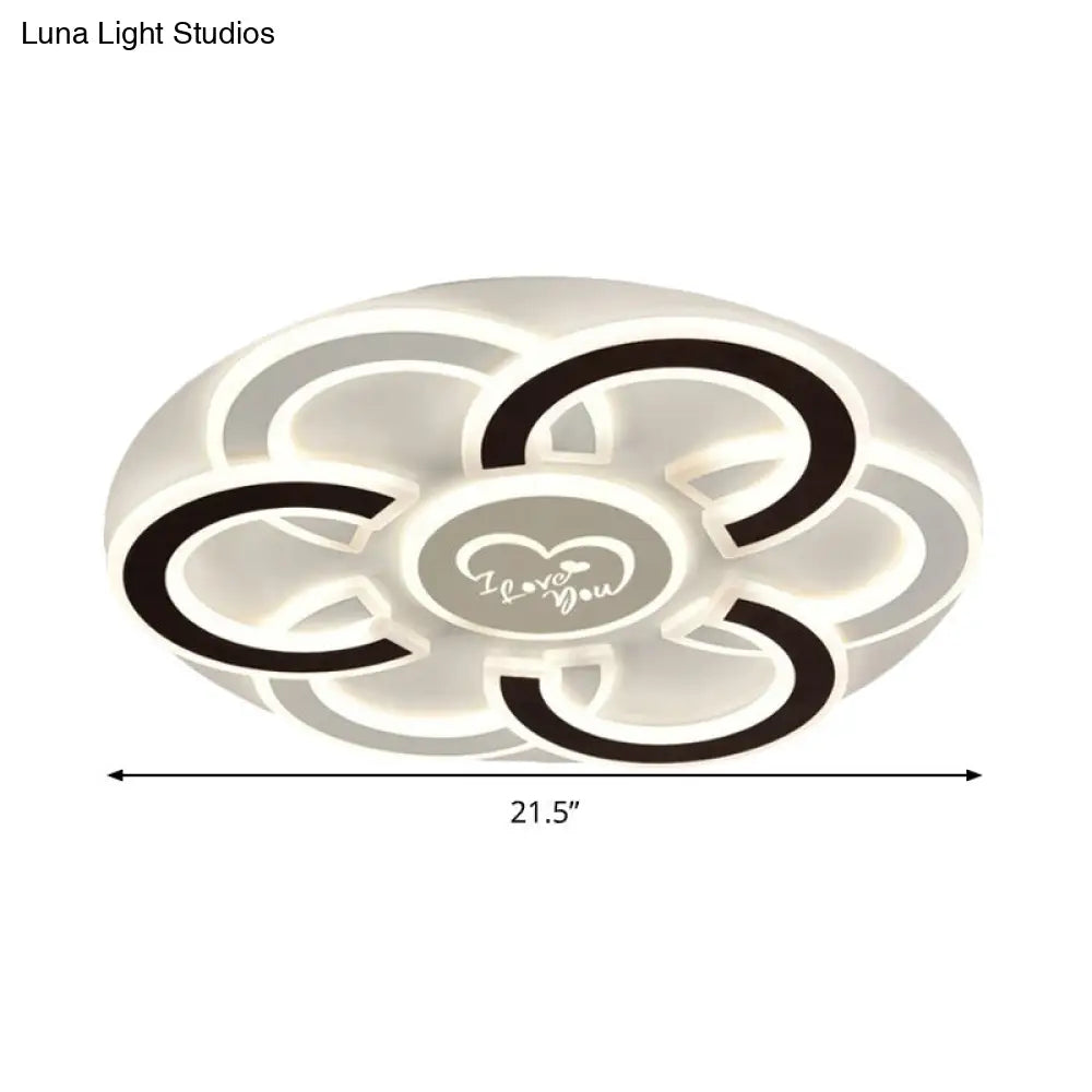 DecorBites™ Contemporary Black and White LED Flush Mount Ceiling Light with Floral Design and Diffuser