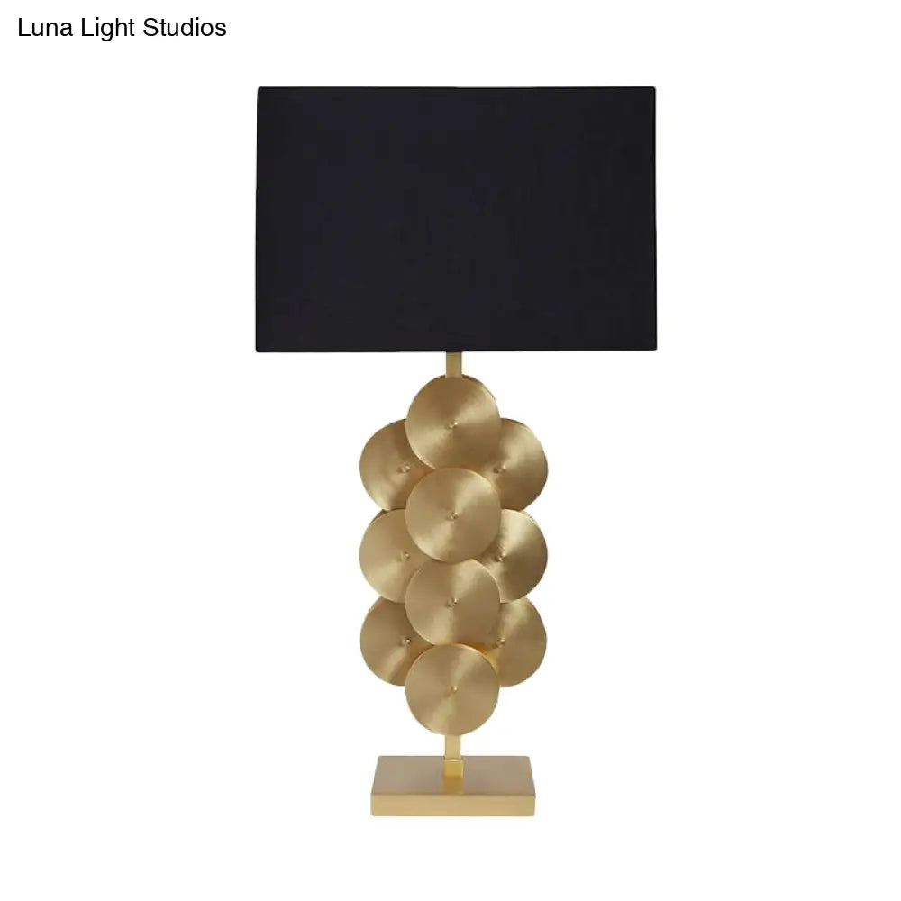 Contemporary Black Fabric Nightstand Lamp with Reading Light