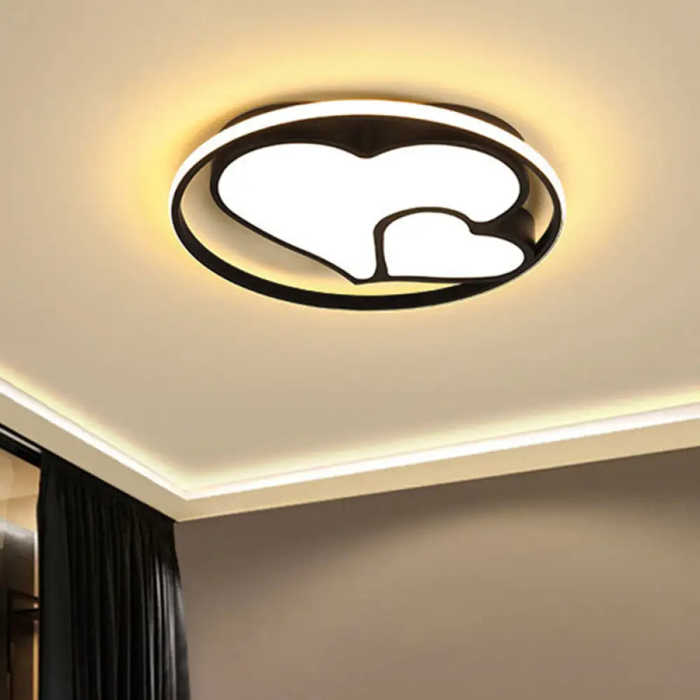 DecorBites™ DecorBites™ Contemporary Black Flush Mount LED Ceiling Light for Bedroom - Heart Flush Light Fixture
