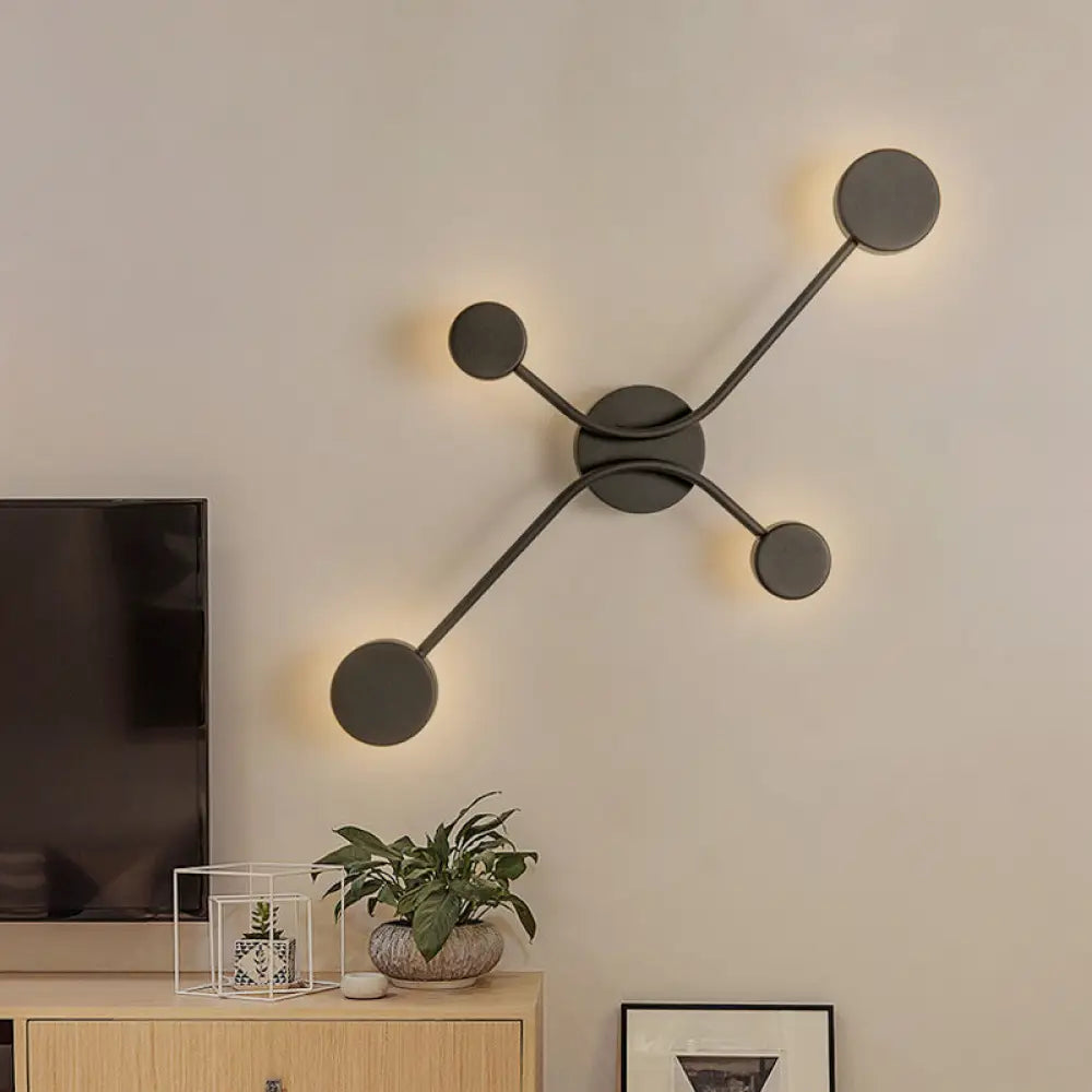 DecorBites™ Contemporary Black Metallic LED Wall Mount Lamp - Warm/White Light Fixture