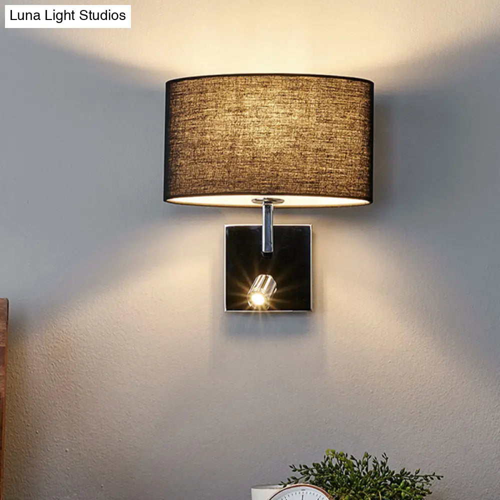 Aplique de pared contemporáneo DecorBites™ negro con foco ajustable - Lámpara elíptica de tela - 1 luz