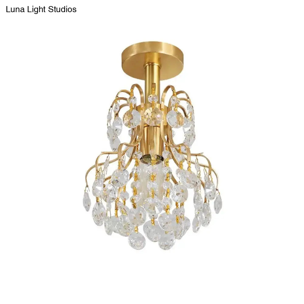 Lámpara de techo contemporánea DecorBites™ de latón con brazo curvo - Montaje semiempotrado de 1 luz para pasillos