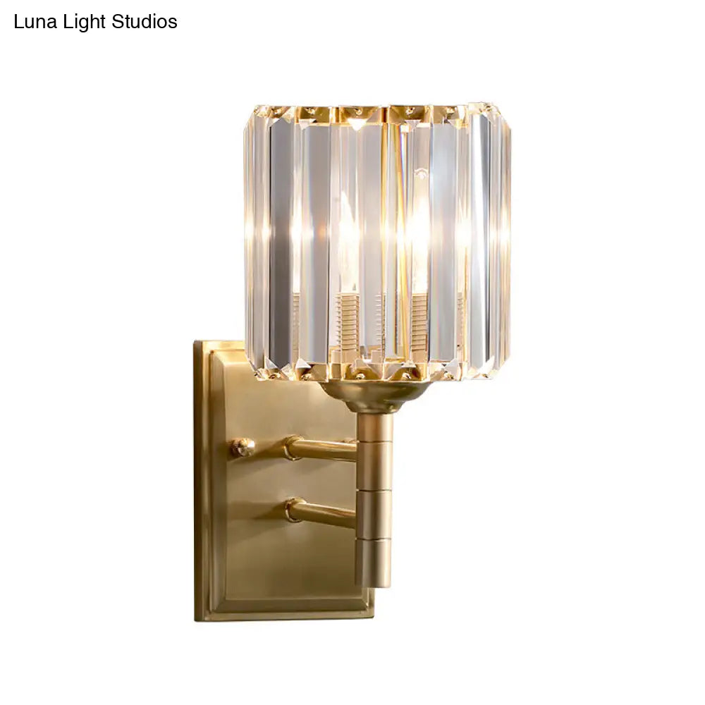 Aplique de pared contemporáneo DecorBites™ de latón y cristal - Prismático de 1 luz para dormitorio