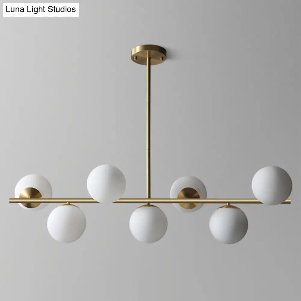 Lámpara colgante contemporánea de latón DecorBites™ con 7 luces de cristal blanco, ideal para iluminar la sala de estar.