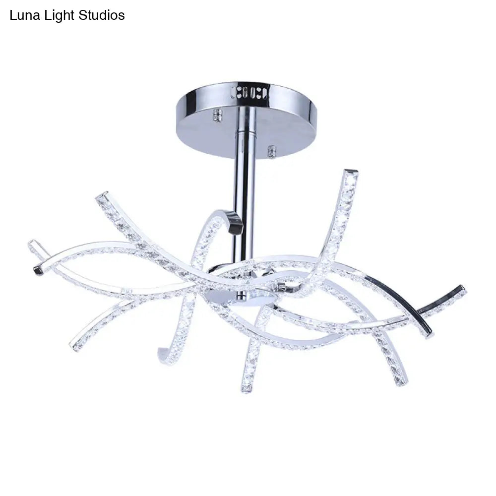 Lámpara colgante de araña contemporánea de cristal LED cromado para dormitorios