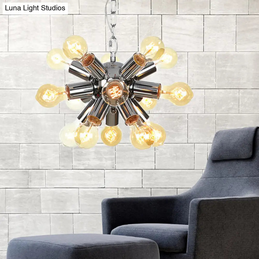 Lámpara de techo colgante contemporánea cromada con diseño de estrella: 9/12 bombillas