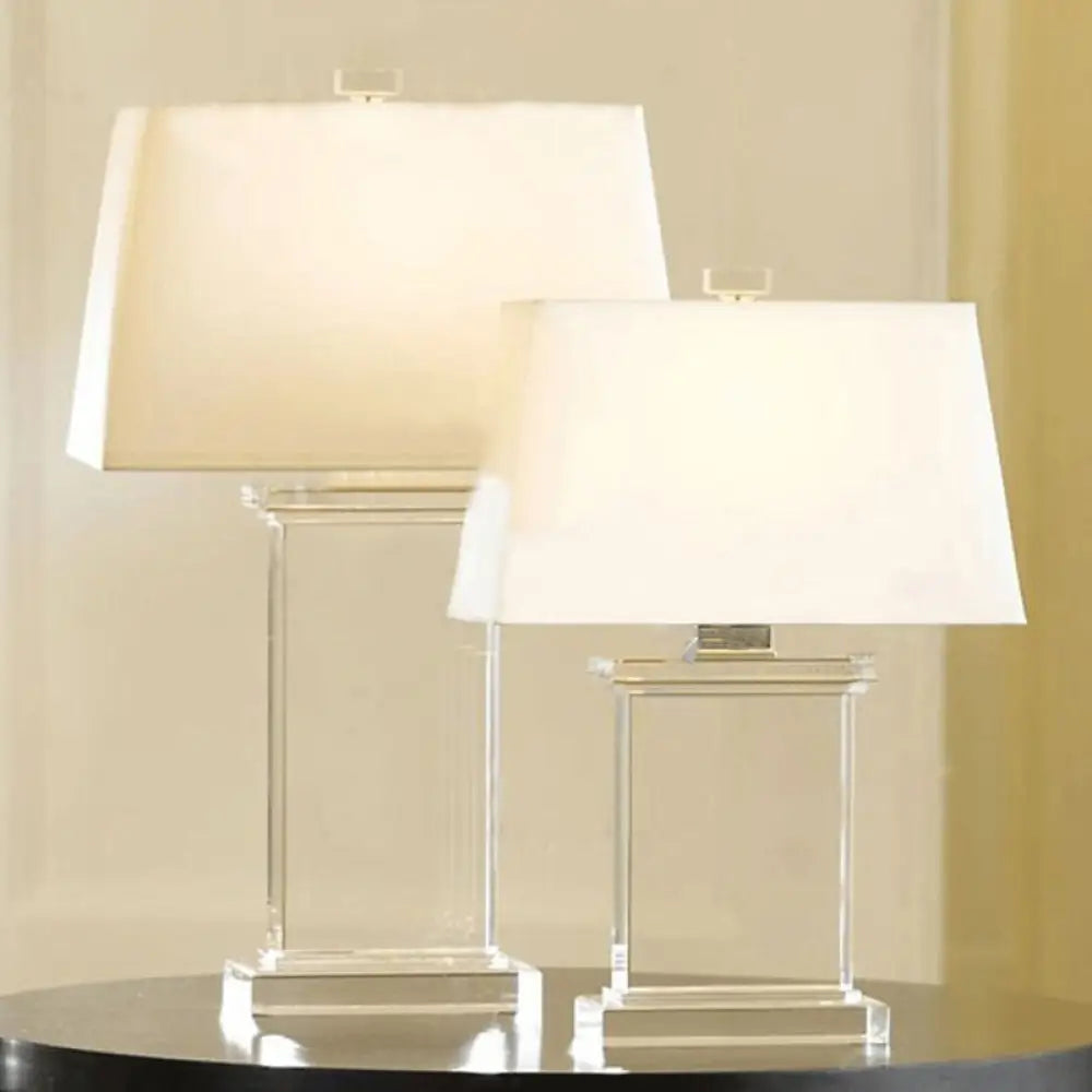 Contemporary Clear Crystal Task Light - Rectangular 18"/22" Wide Desk Lamp with White Bulb