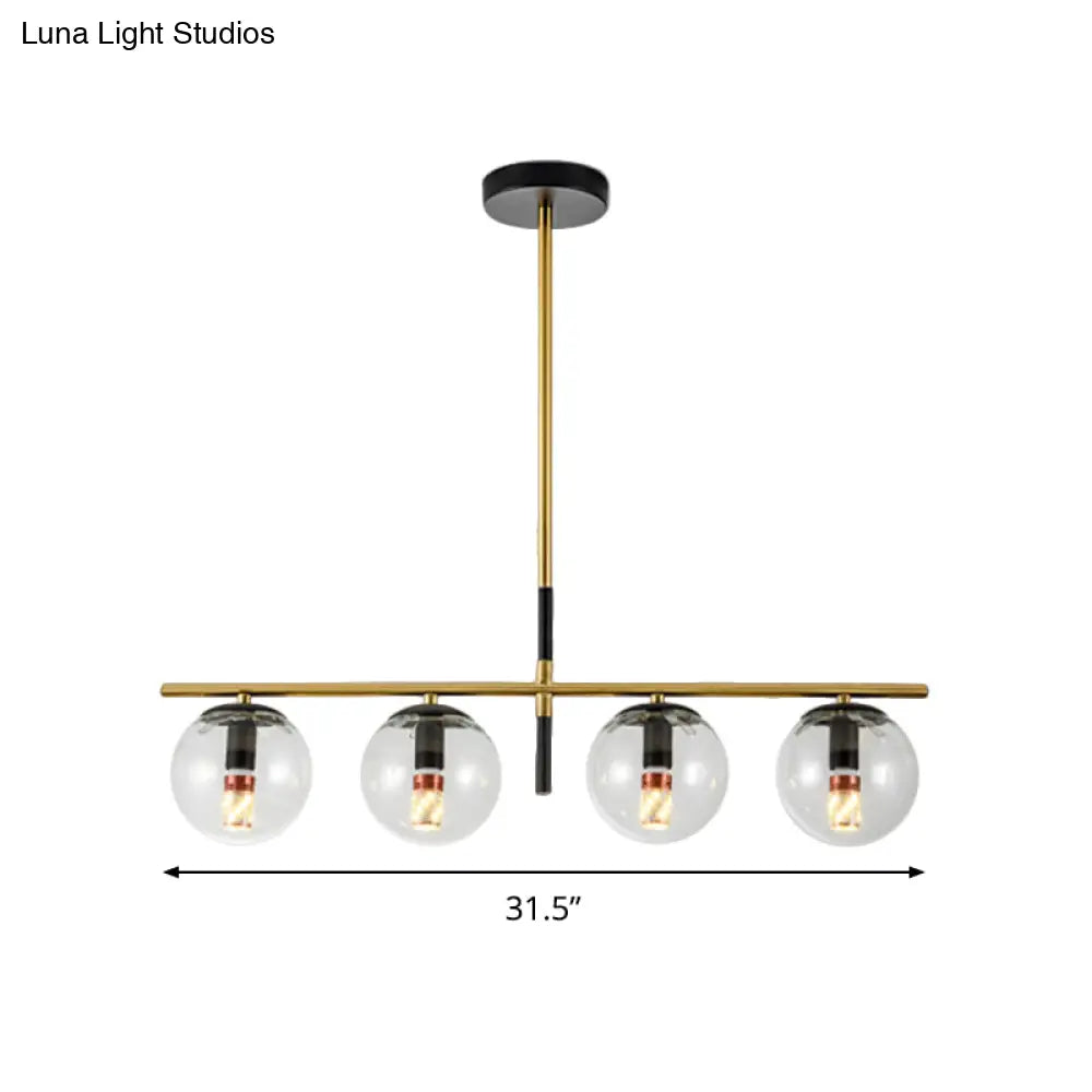 Lámpara colgante contemporánea DecorBites™ con bola de cristal transparente y 4 bombillas - Negro y dorado