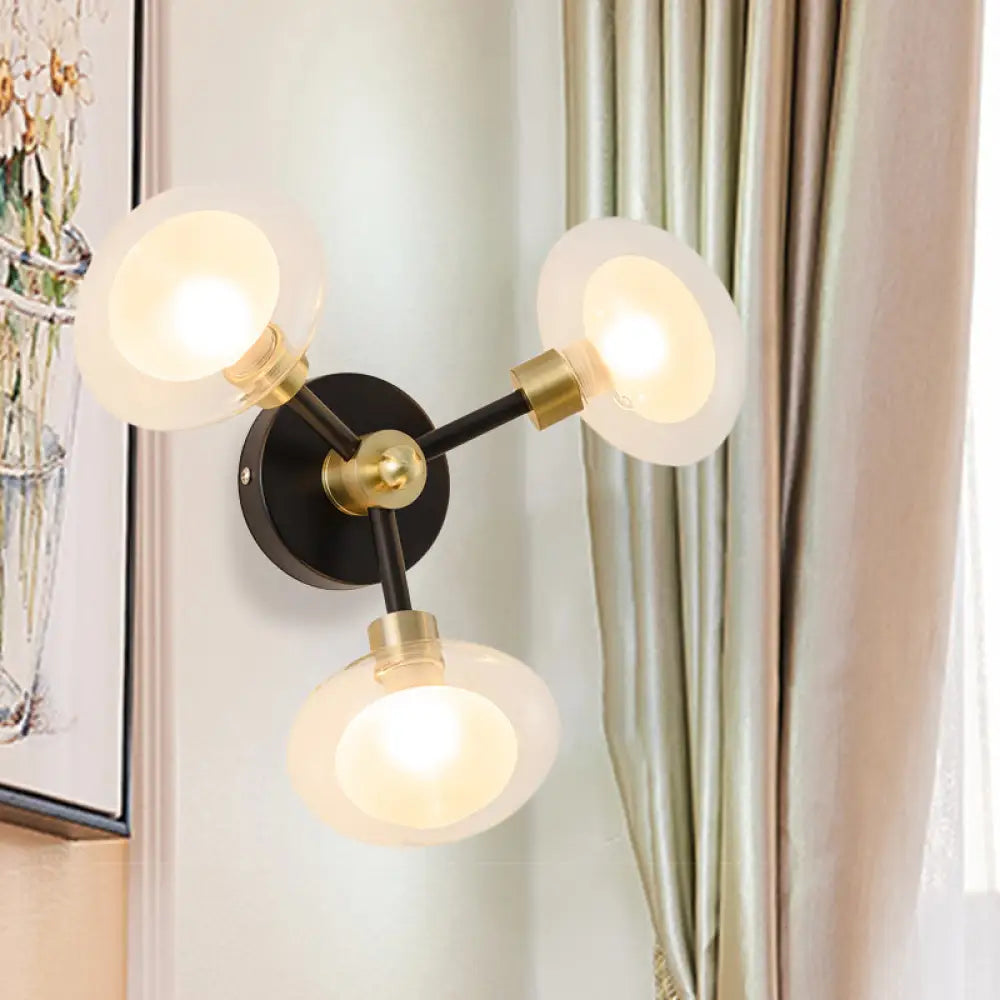 DecorBites™ DecorBites™ Contemporary Clear Glass Spherical Wall Sconce - Black and Gold, 1/3 Light