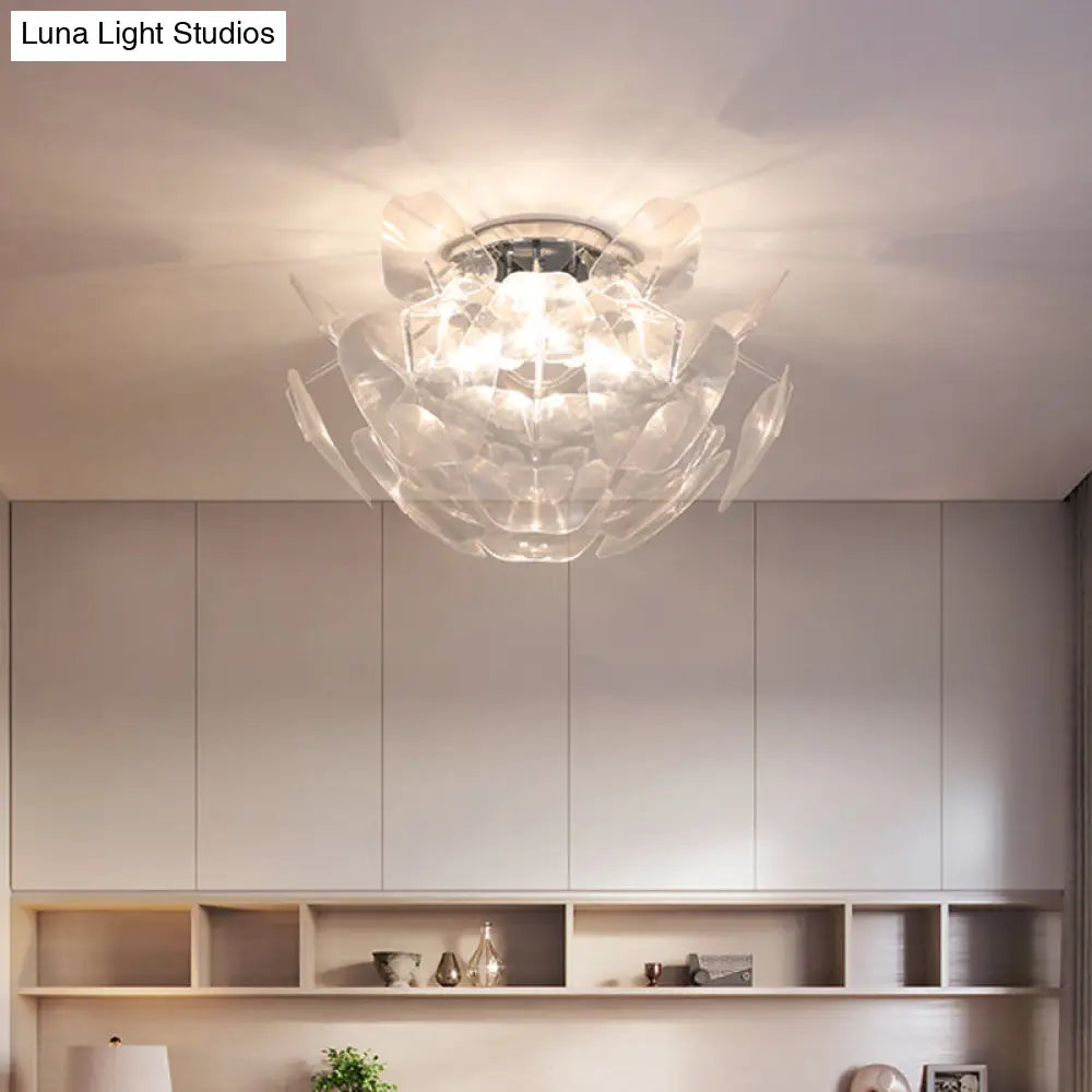 DecorBites™ DecorBites™ Contemporary Clear PVC Pine Cone Ceiling Flush Mount - 3 Bulb Flush Light for Living Room