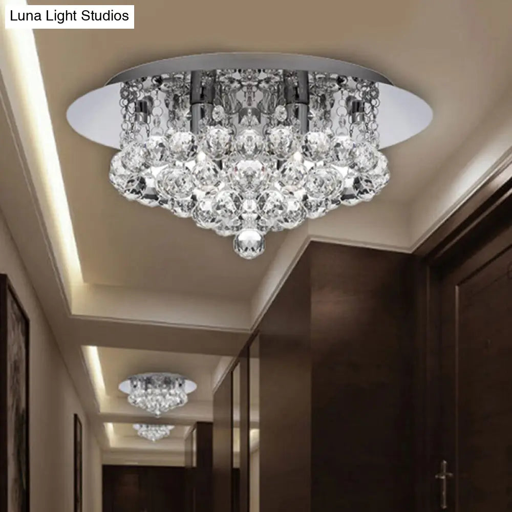 DecorBites™ DecorBites™ Contemporary Crystal Chrome Ceiling Light - Cascading Flush Mount, 3/4/6 Lights, 8"/14"/19.5" Wide