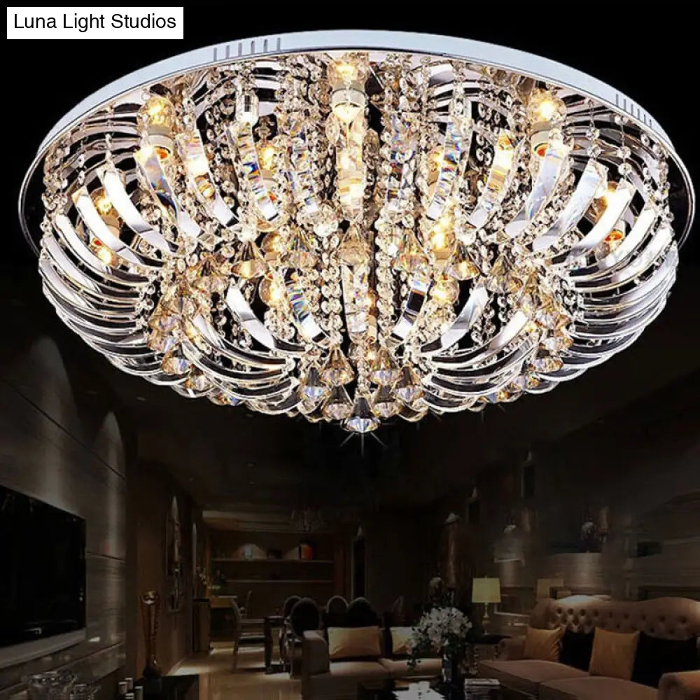Lámpara de techo empotrada DecorBites™ de estilo contemporáneo con cúpula de cristal - 9/12 luces, 23,5"/31,5" de ancho, acabado cromado