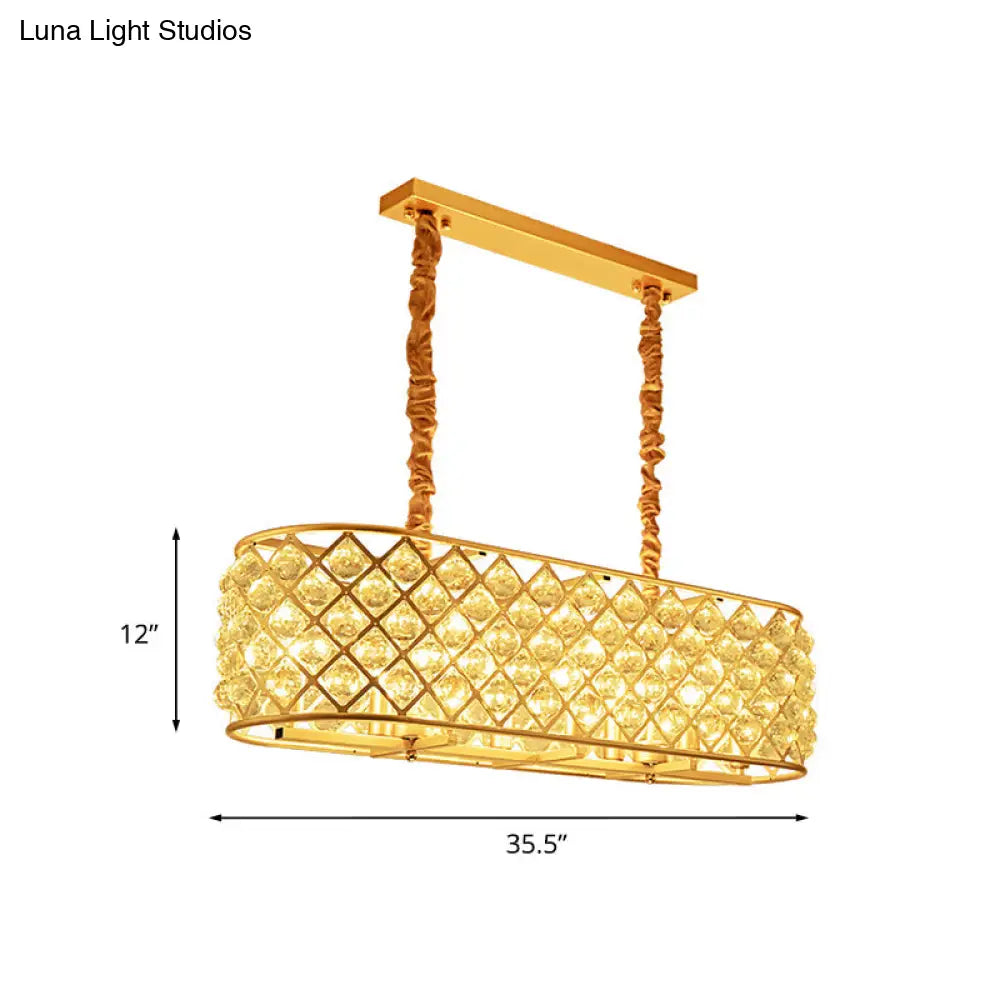 Lámpara colgante contemporánea DecorBites™ Crystal Island - Lámpara de suspensión dorada de 8 luces para restaurantes