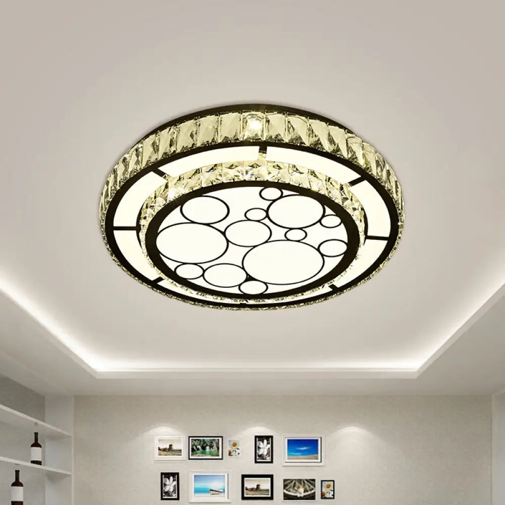 DecorBites™ DecorBites™ Contemporary Crystal LED Ceiling Light Flush Mount - Modern Hand-Cut Design, Chrome Finish - 10"/19" Wide