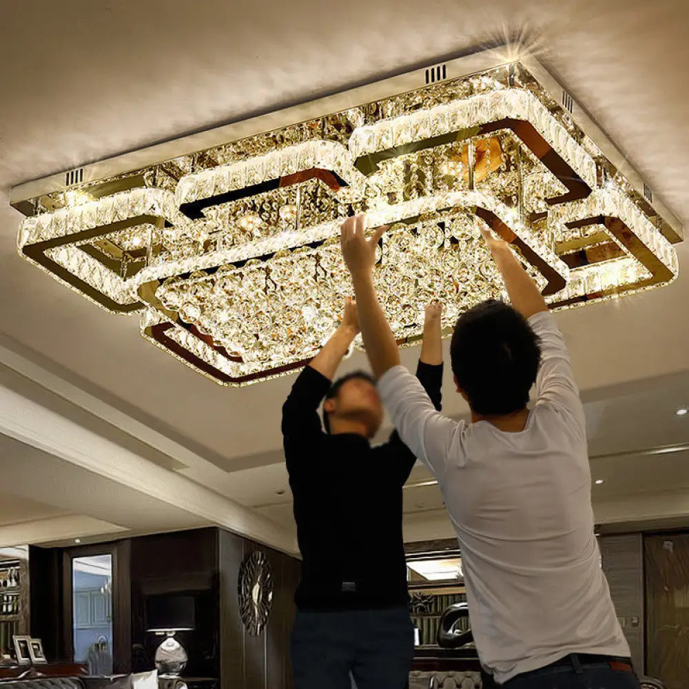 DecorBites™ DecorBites™ Contemporary Crystal LED Flush Mount Stainless-Steel Ceiling Light