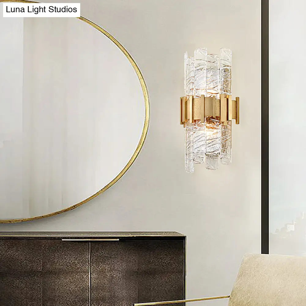 DecorBites™ DecorBites™ Contemporary Crystal Prism Wall Mount Light with 2 Bulbs - Clear Wall Lamp for Living Room