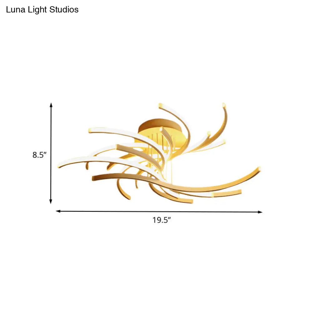 DecorBites™ DecorBites™ Contemporary Curved LED Flushmount Lighting in White for Modern Living Rooms