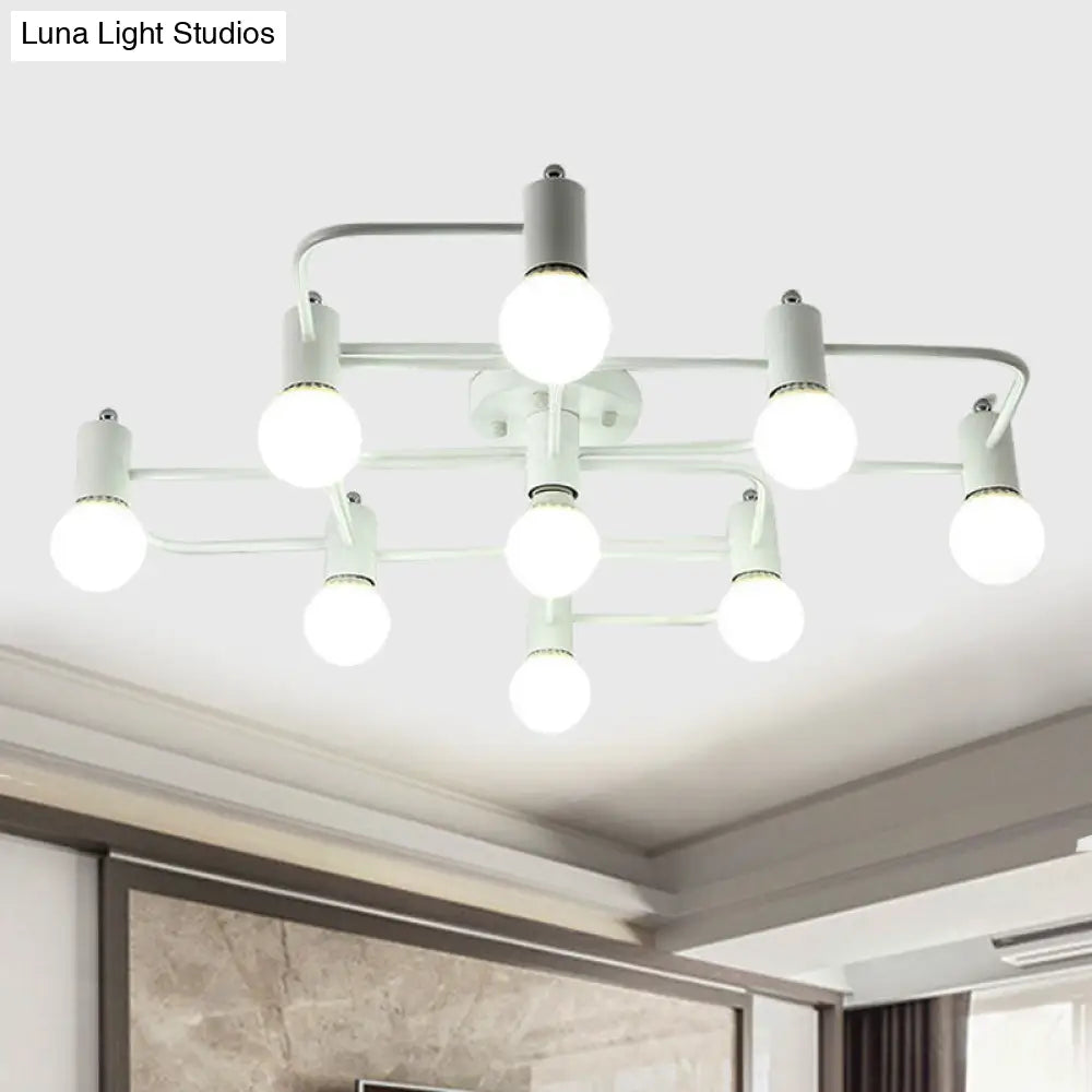 Lámpara de techo semiempotrada DecorBites™ contemporánea, rectangular o con forma de diamante, de 5, 7 o 9 luces, LED blanco/negro y pantalla de cristal opalino.