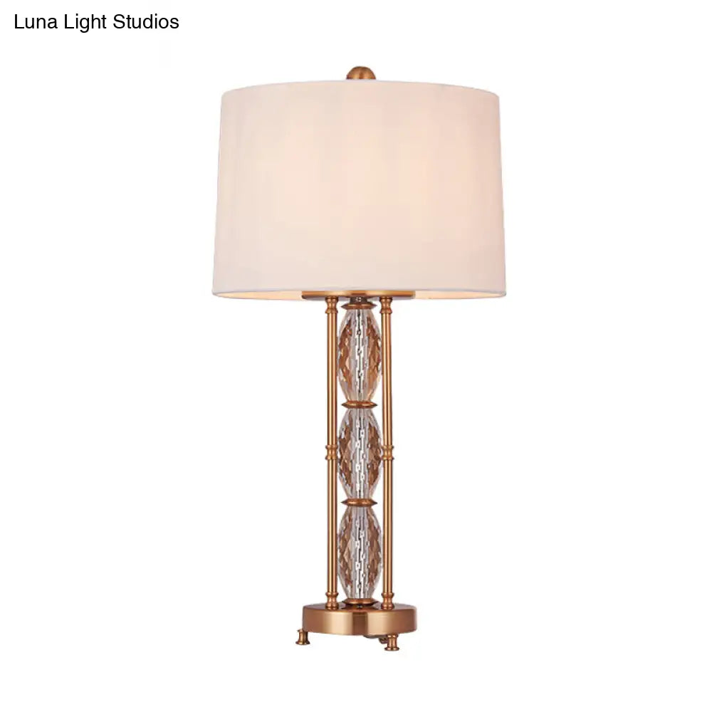 Contemporary Faceted Crystal Desk Lamp: Oblong Shape, 1 Head, Gold Finish