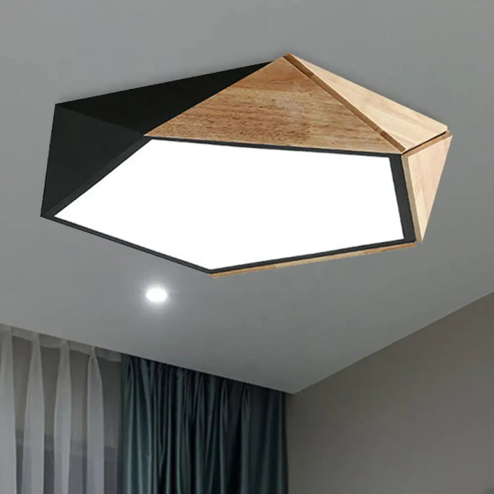 DecorBites™ DecorBites™ Contemporary Geometric Flush Mount LED Lamp: White/Black Ceiling Light for Living Room (Warm/White) - 16.5"/20.5" Wide
