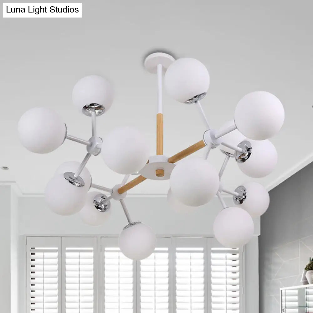 Lámpara de araña contemporánea DecorBites™ con forma de globo - Cristal blanco, kit de lámpara colgante para comedor de 9/12/16 luces