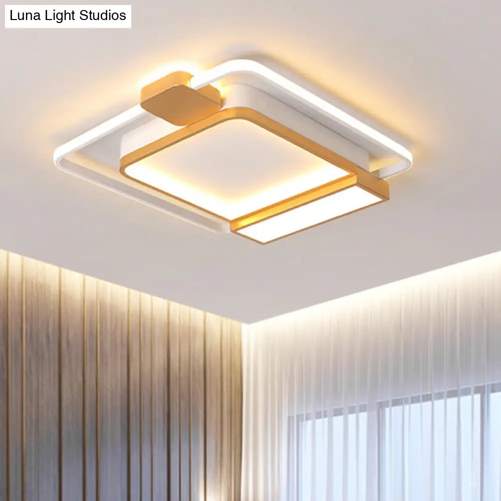 DecorBites™ DecorBites™ Contemporary Gold/Black Acrylic Ceiling Light with LED Flush Mount for Bedroom, 16-19.5" Width - White Light