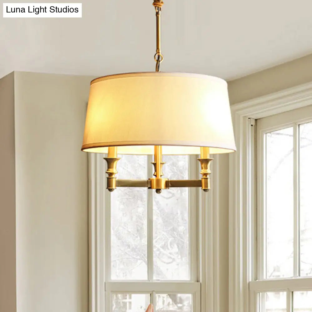 Contemporary Gold Candlestick Chandelier Pendant Light - 3 Heads - Metal Hanging Light with Empire Shade