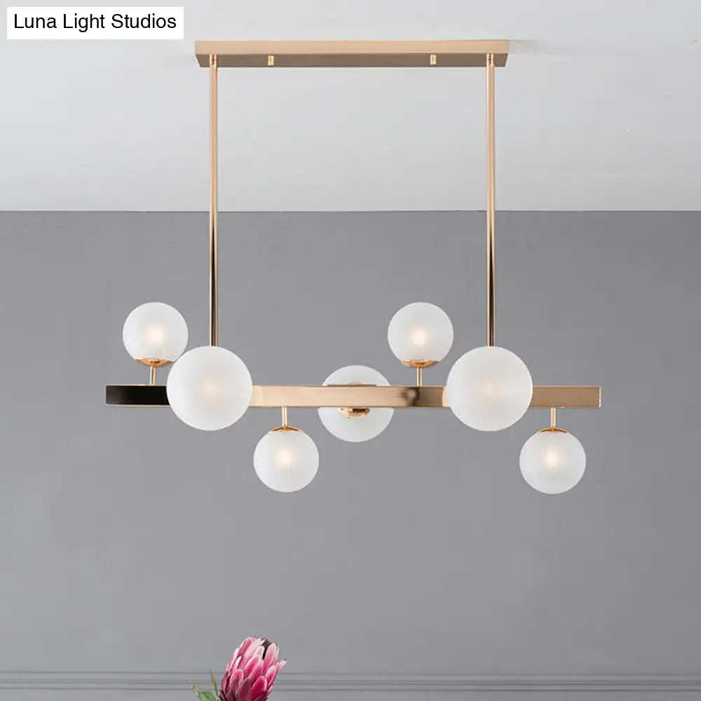 Lámpara colgante redonda de isla DecorBites™ contemporánea de cristal esmerilado dorado - 7 luces