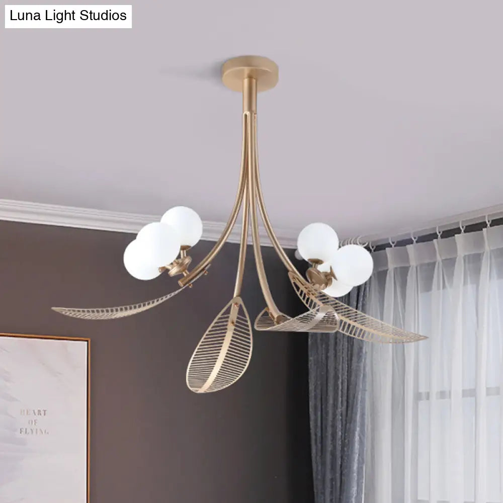 DecorBites™ DecorBites™ Contemporary Gold Leaf Semi Flush Ceiling Light Fixture - 6 Bulbs, Ideal for Living Room