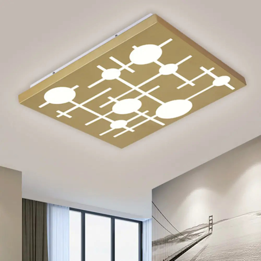 DecorBites™ DecorBites™ Contemporary Gold LED Flush Mount Ceiling Fixture with Acrylic Pattern and Warm/White Light