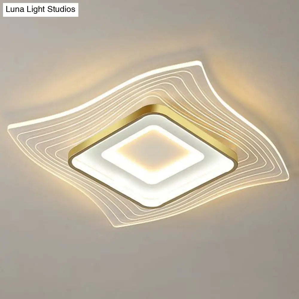 DecorBites™ DecorBites™ Contemporary Gold LED Flush Mount Lighting Fixture with Extra-Thin Acrylic Flush Ceiling Light