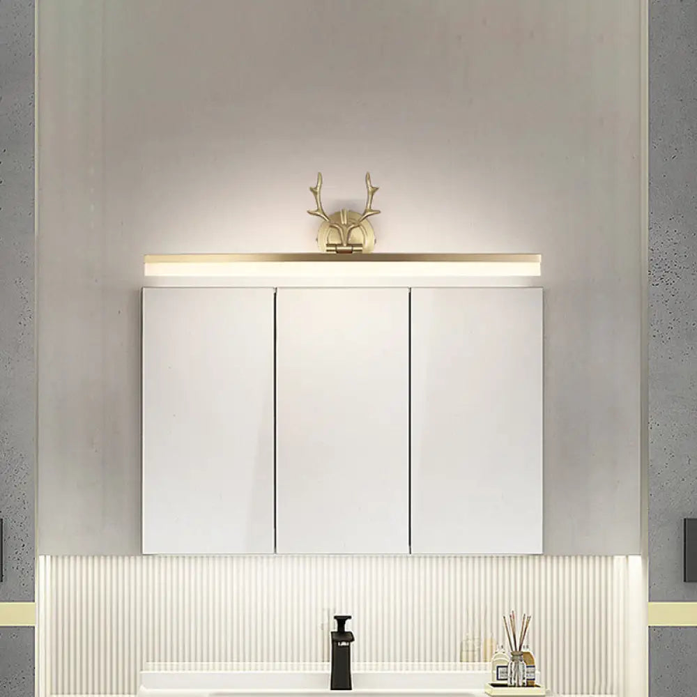 DecorBites™ DecorBites™ Contemporary Gold LED Wall Mount Vanity Light with Antler Deco - Warm/White Lighting