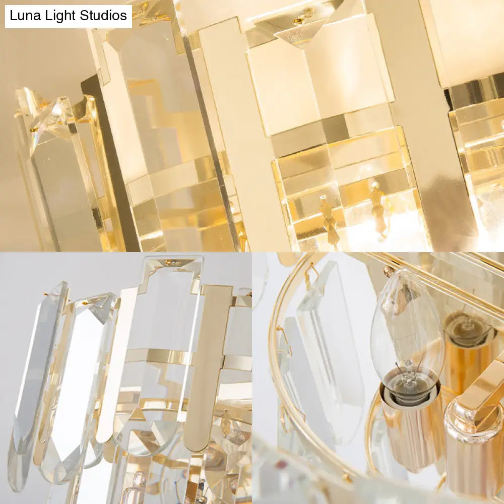 Lámpara de pared contemporánea dorada DecorBites™ con 3 capas de cristal transparente - Iluminación para dormitorio