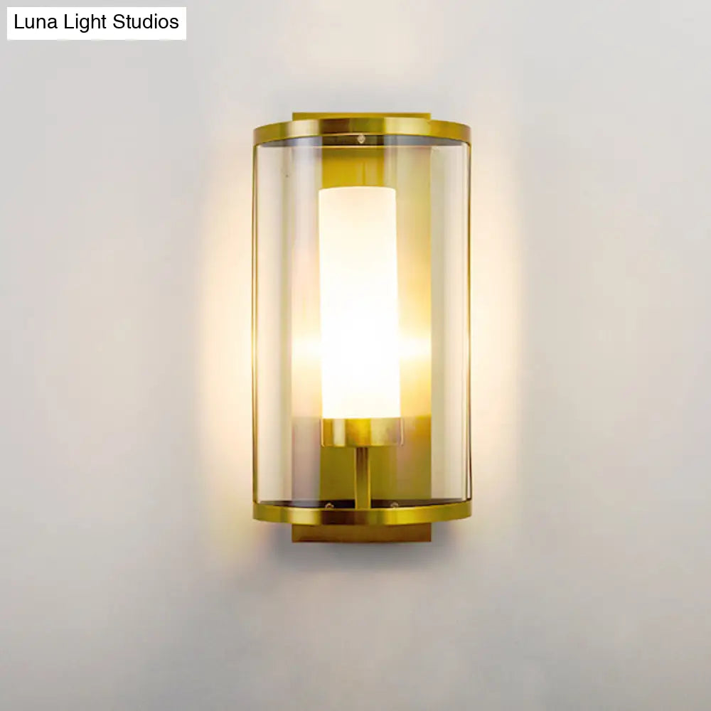 DecorBites™ DecorBites™ Contemporary Gold Wall Sconce with Clear Glass Shade