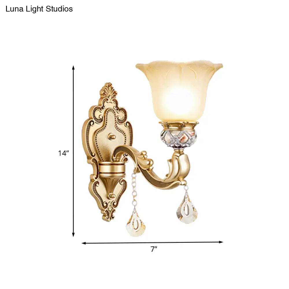 DecorBites™ DecorBites™ Contemporary Gold Wall Sconce with Faceted Crystal Finial - Bell Design