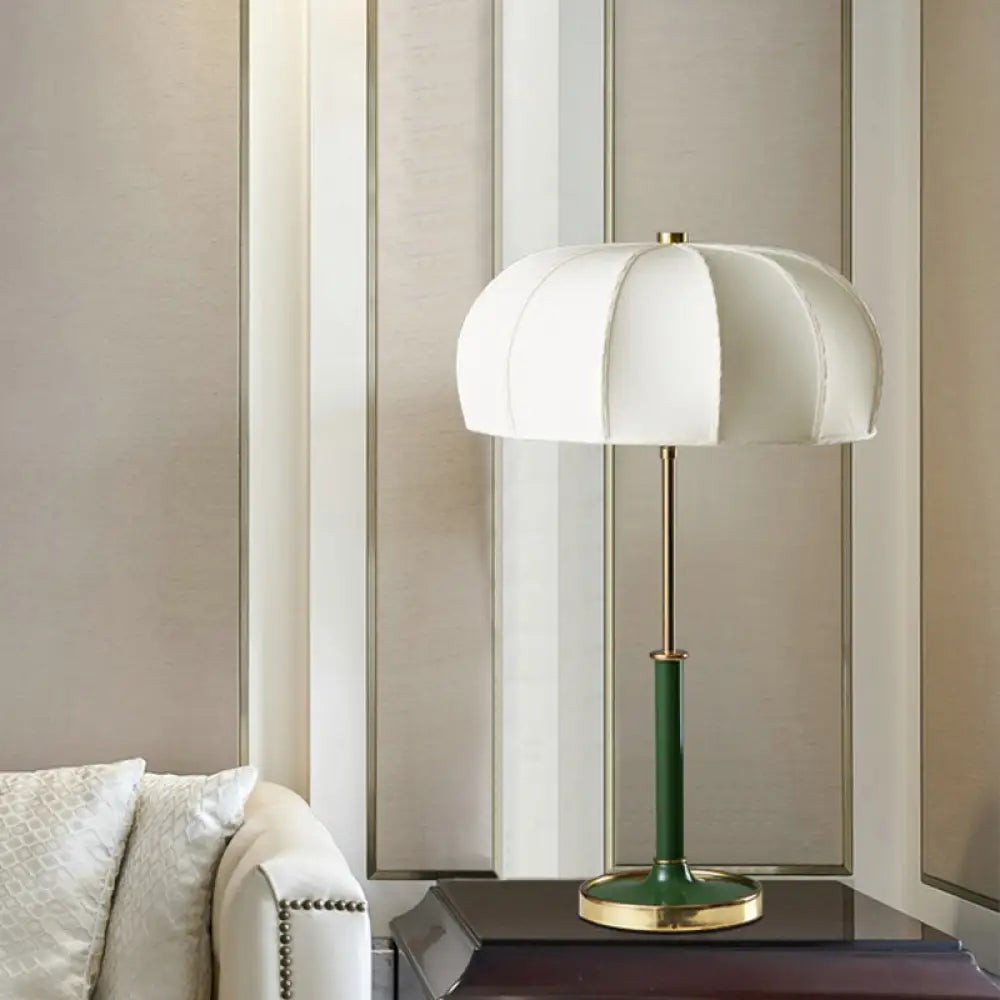 Contemporary Green/White Fabric Table Lamp with Metal Base - Shaded Task Lighting, 1 Head