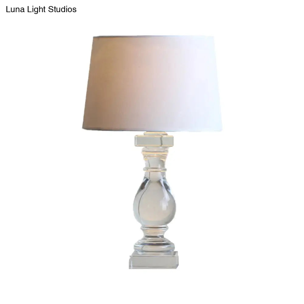 Contemporary Hand-Cut Crystal Vase Task Lamp with Reading Light - White