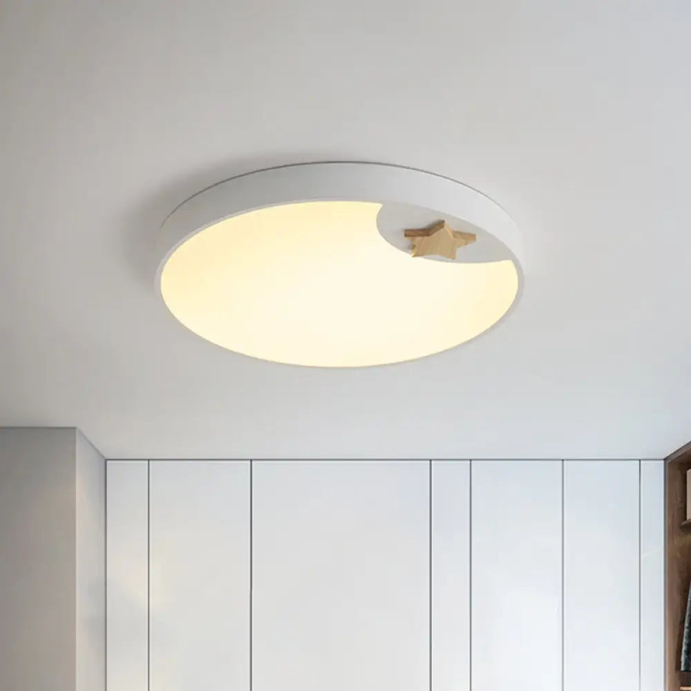 DecorBites™ DecorBites™ Contemporary LED Acrylic Ceiling Fixture - Circle Design, 16"/19.5" Wide, Wood Star Deco, White Flush Light