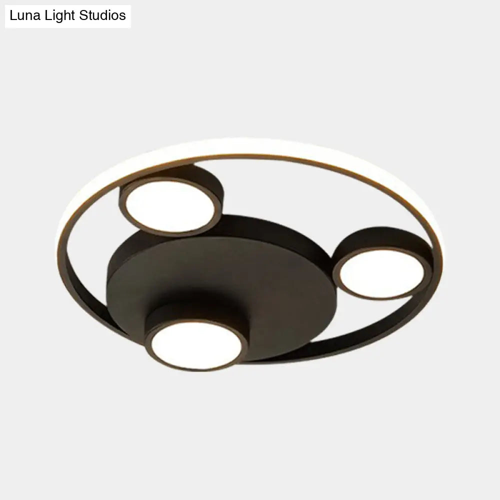 DecorBites™ DecorBites™ Contemporary LED Black Flush Mount Bear Head Acrylic Light Fixture