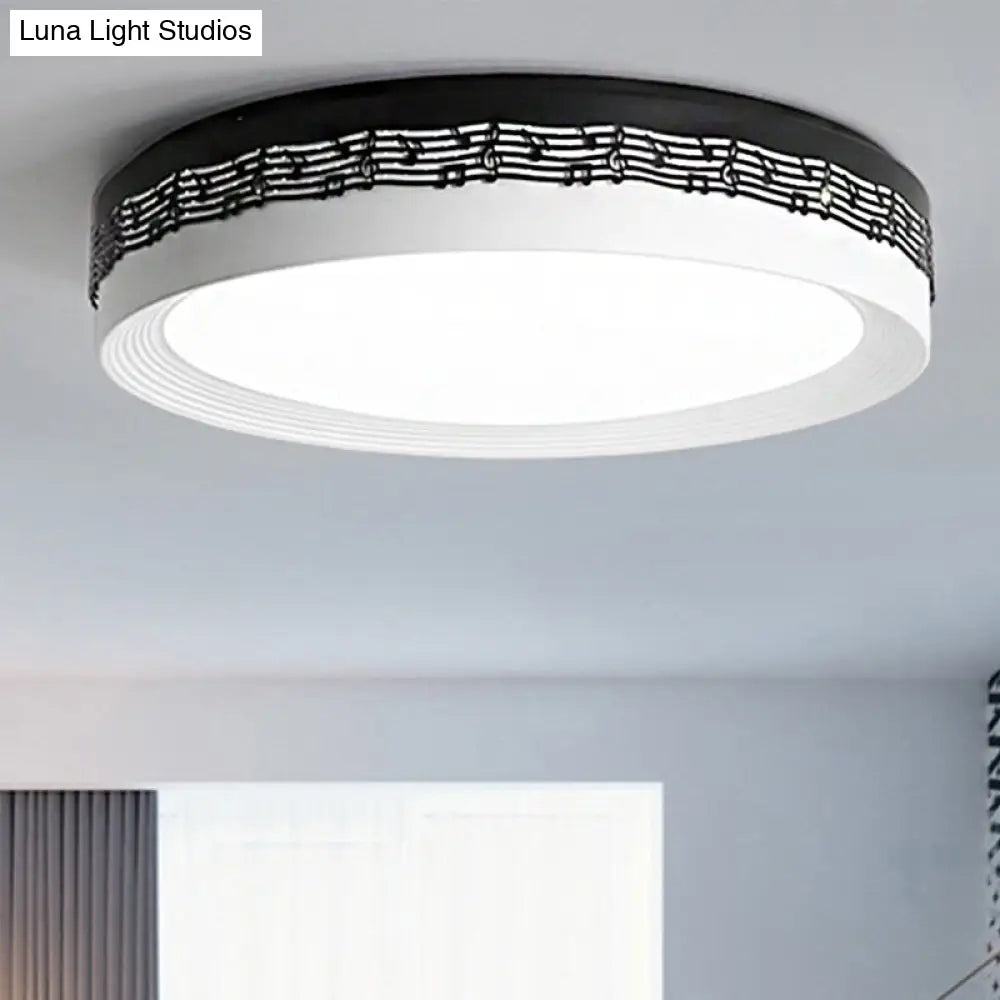 DecorBites™ Contemporary LED Ceiling Lamp in Black, Round 18"/22"/30" Dia, Flush Mount with Warm/White Lighting and Rhythm Pattern