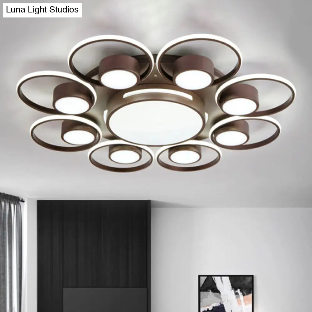 DecorBites™ Contemporary LED Ceiling Light with Acrylic Shade Available in Warm/White Light - 2/4/6 Lights Flush Mount Fixture in Brown Round Design