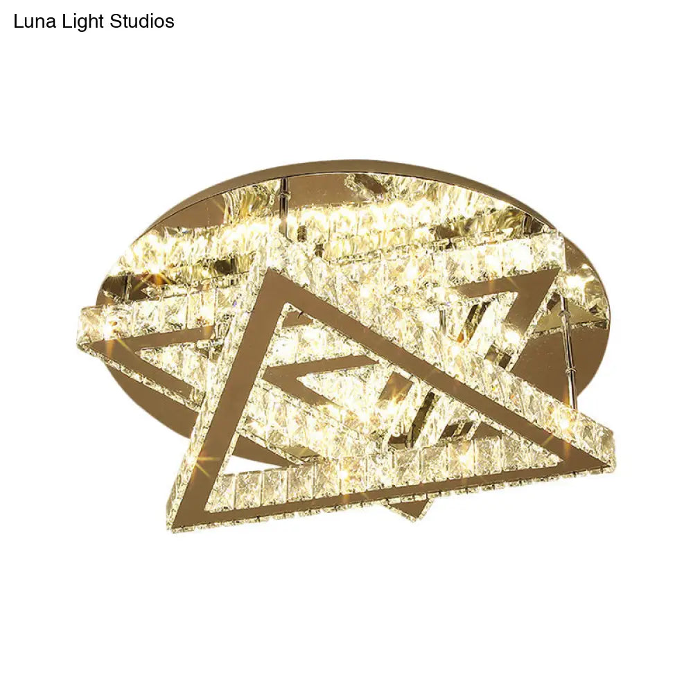 DecorBites™ DecorBites™ Contemporary LED Ceiling Mount Double Triangle Crystals Semi Flush in Stainless-Steel