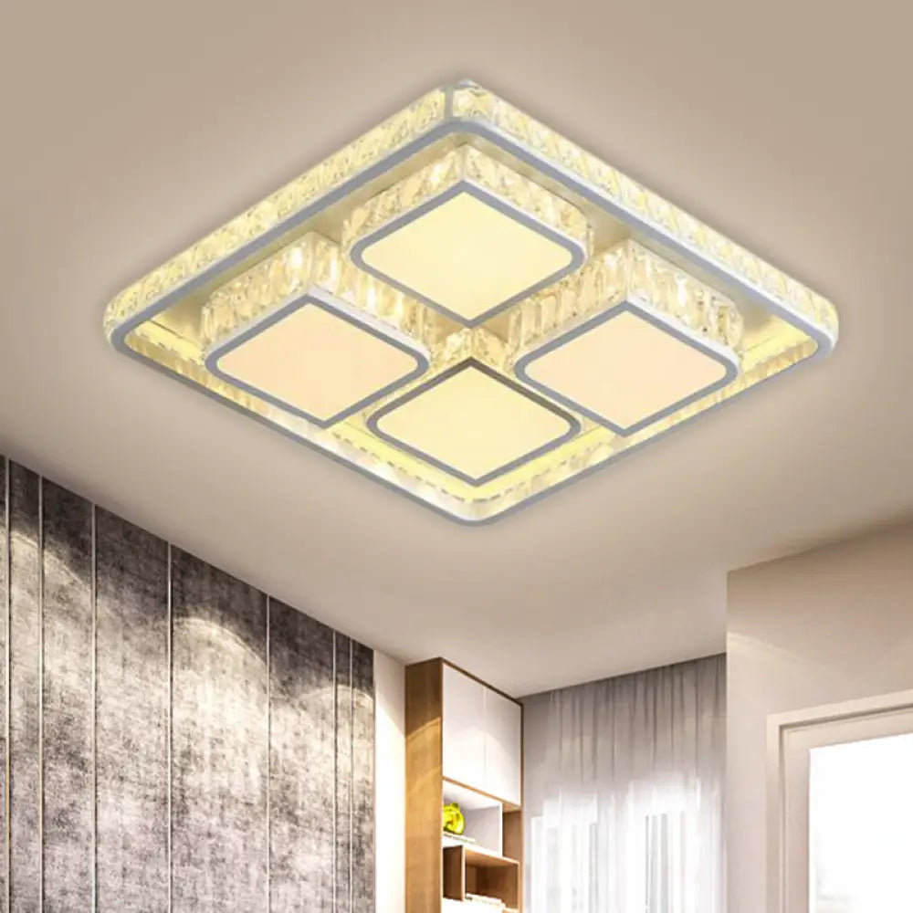 DecorBites™ DecorBites™ Contemporary LED Crystal Ceiling Light in White, Warm/White Illumination - Flush Mount Fixture