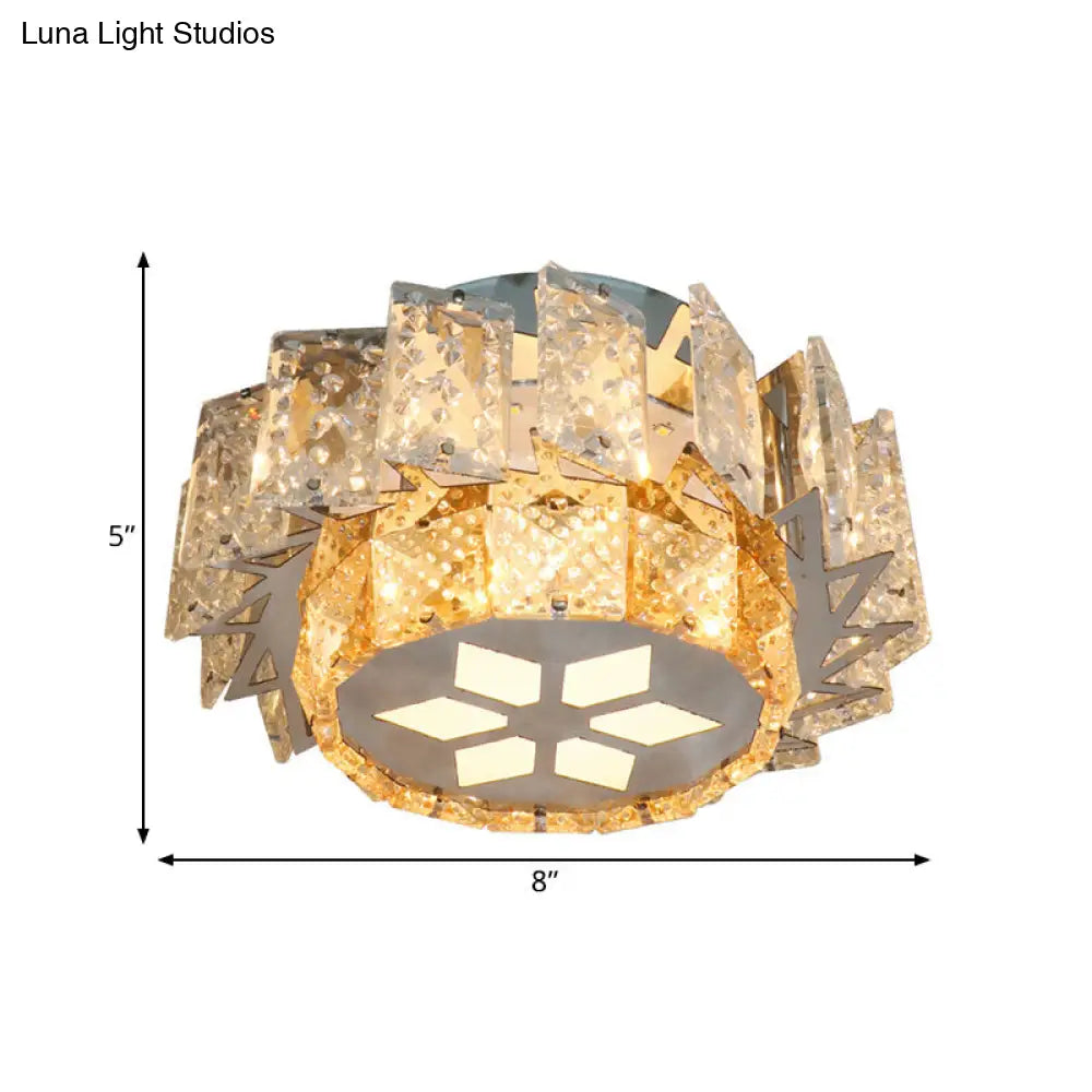 DecorBites™ مصباح LED كريستالي معاصر من DecorBites™ مثبت على السقف في الشرفة بتصميم طاحونة هوائية بلمسة نهائية من النيكل