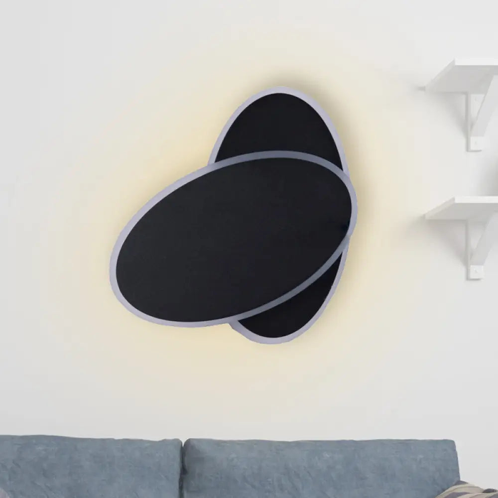 DecorBites™ DecorBites™ Contemporary LED Double Oval Wall Sconce Light with Acrylic Shade in White/Black Finish - Warm/White Light