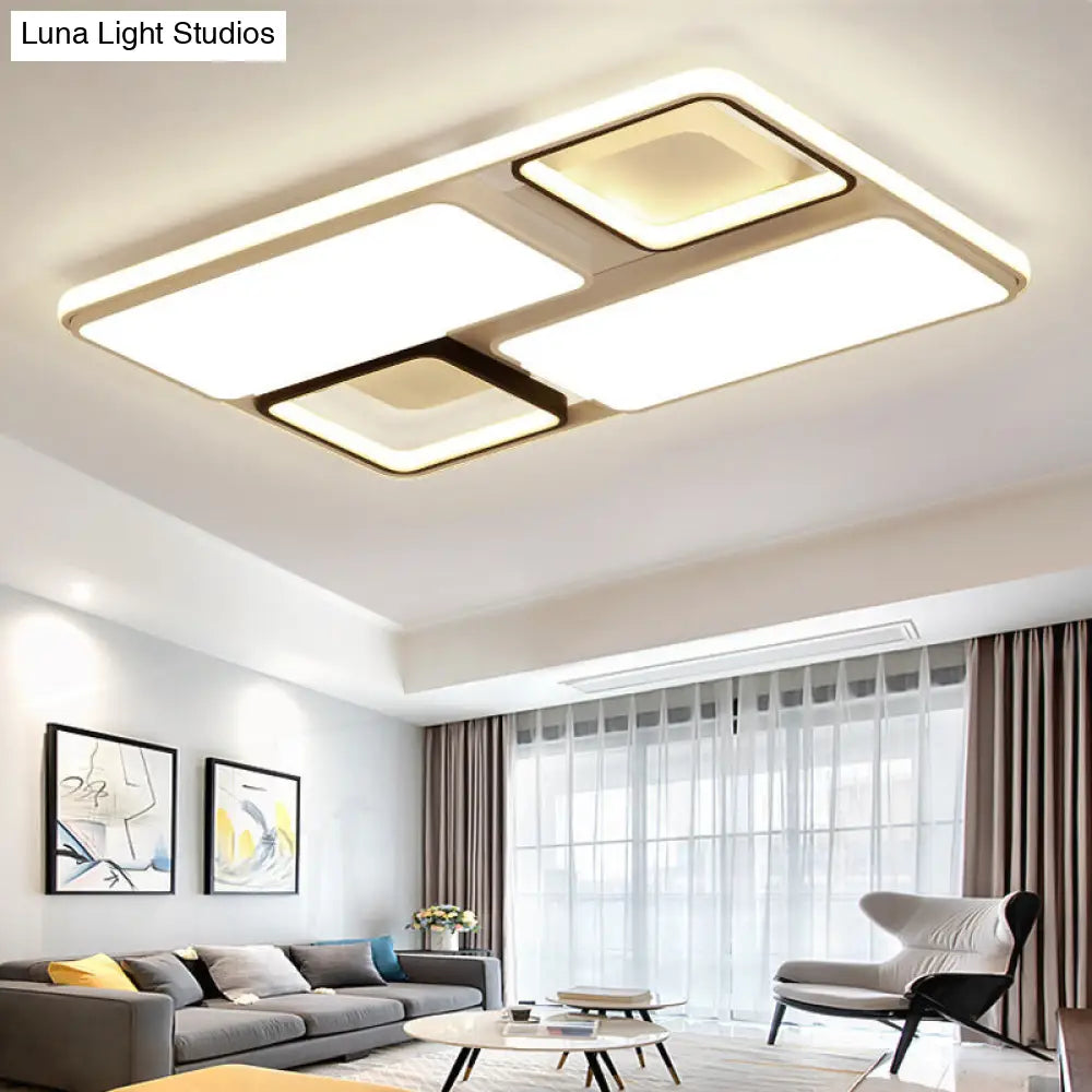 DecorBites™ DecorBites™ Contemporary LED Flush Mount Ceiling Light in Black/White, 19.5"/45" Wide