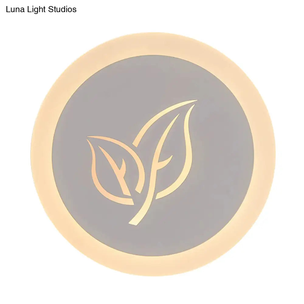 Aplique de pared LED contemporáneo DecorBites™ en blanco con diseño de hojas - Diseño circular moderno