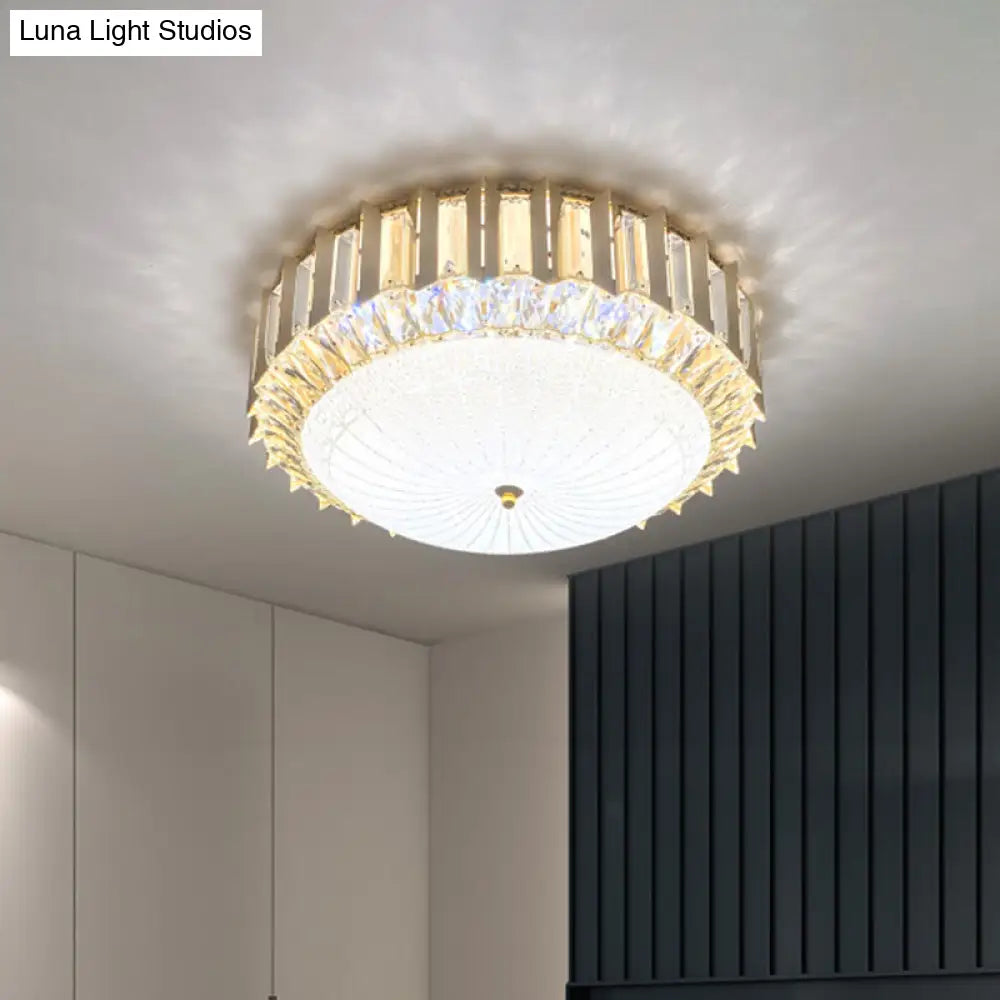 DecorBites™ Contemporary LED Gold Flush Mount Ceiling Light with Clear Crystal Bowl for Bedroom